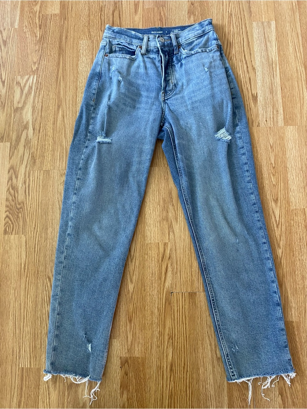Old Navy Extra High-Rise Curvy Sky-Hi Straight Jeans - Light Blue